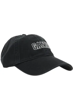 Ganni Akcesoria, Kobieta, Czarny, ONE SIZE, Bawełna, Czapka z płótna bawełnianego