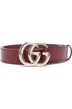 Gucci Akcesoria, Kobieta, Czerwony, 70 CM, Czerwony Pasek Skórzany z Klamrą Double G