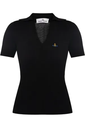 Vivienne Westwood Swetry, Kobieta, Czarny, S, Czarny Dekolt V Haftowany Detal Orła