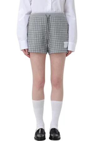 Thom Browne Szorty, Kobieta, Szary, S, Szare Szorty w Kratę z Troczkiem