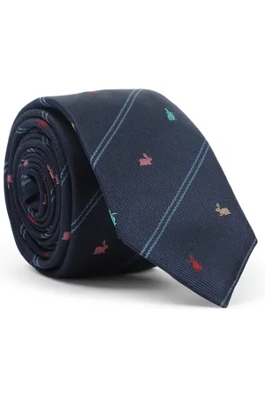 Paul Smith Akcesoria, Mężczyzna, Niebieski, ONE SIZE, Krawat Męski w Paski z Królikiem