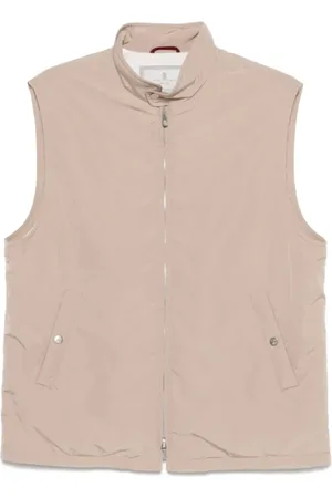 Brunello Cucinelli Kurtki, Mężczyzna, Beżowy, 2XL, Nylon, Beżowy Bezrękawnik Gilet