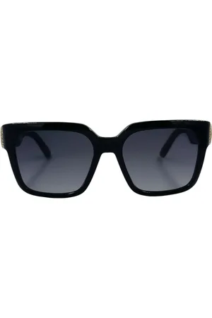 Dior Akcesoria, Kobieta, Czarny, ONE SIZE, Nowoczesne kwadratowe okulary przeciwsłoneczne z kryształami Swarovskiego