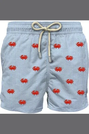 MC2 SAINT BARTH Stroje kąpielowe, Mężczyzna, Wielobarwność, M, Seersucker Paski Bermuda Shorts