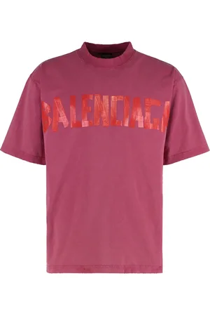 Balenciaga Koszulki, Mężczyzna, Czerwony, M, Len, Żakardowy t-shirt z okrągłym dekoltem