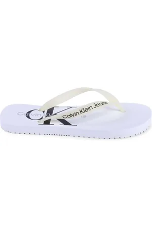 Calvin Klein Buty, Kobieta, Biały, 38 EU, Białe Logo Flip Flops