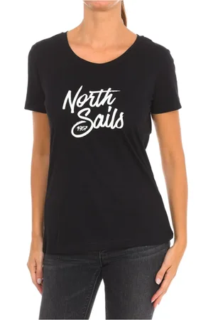 North Sails Koszulki, Kobieta, Czarny, XL, Bawełna, T-shirt z krótkim rękawem i ściągaczem