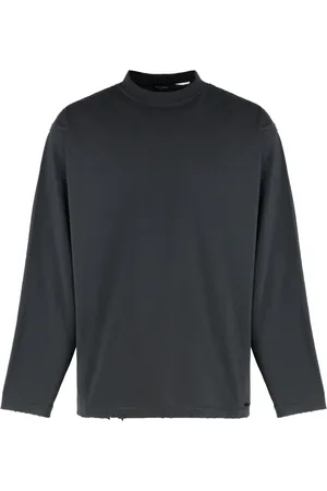 Balenciaga Koszulki, Mężczyzna, Czarny, S, Len, Zniszczony T-shirt z bawełny