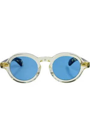 MOSCOT Akcesoria, unisex, Szary, ONE SIZE, Len, Wintage Okrągłe Okulary Przeciwsłoneczne z Mostkiem Kluczowym