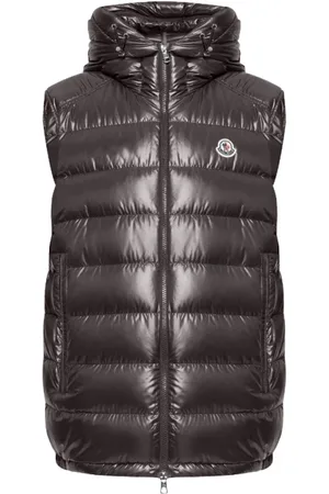 Moncler Kurtki, Mężczyzna, brązowy, L, Brązowa Kamizelka Bez Rękawów z Podszewką