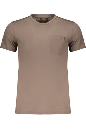 MOORER Koszulki, Mężczyzna, brązowy, 4XL, Kieszonkowy T-shirt z bawełny