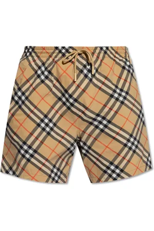 Burberry Stroje kąpielowe, Mężczyzna, Wielobarwność, S, Szorty kąpielowe ze sznurkiem i wzorem w kratę