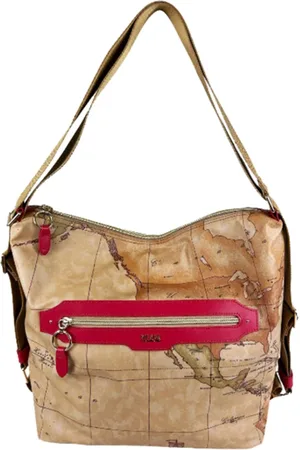 ALVIERO MARTINI 1A CLASSE Torebki, Kobieta, Beżowy, ONE SIZE, Czerwona skórzana torba na ramię z detalami Geo Classic