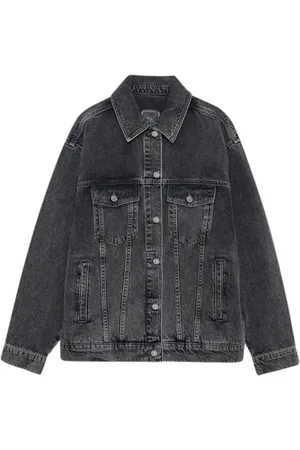 ANINE BING Kurtki, Kobieta, Czarny, S, Bawełna, Kurtka Rory Oversized Wyblakła