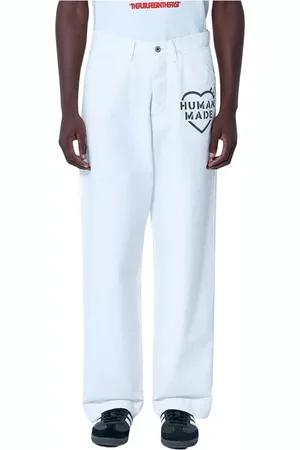HUMAN MADE Spodnie, Mężczyzna, Biały, M, Logo Sailor Pants Straight-Leg Jeansy