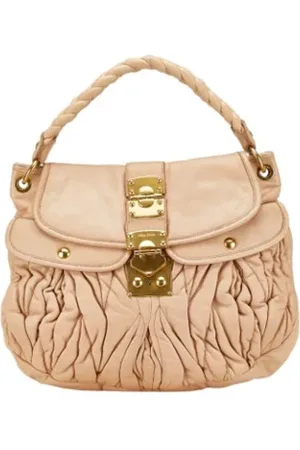 Miu Miu Pre-owned, Kobieta, Beżowy, ONE SIZE, Skóra, Pre-owned Skórzane torebki