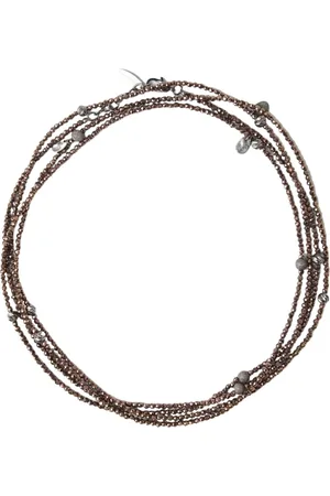 Brunello Cucinelli Akcesoria, Kobieta, brązowy, ONE SIZE, Bronze Beaded Wrap Necklace