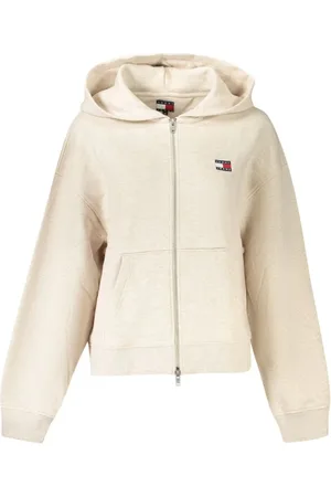 Tommy Hilfiger Bluzy, Kobieta, Beżowy, L, Beżowy Bawełniany Sweter Damski Bluza