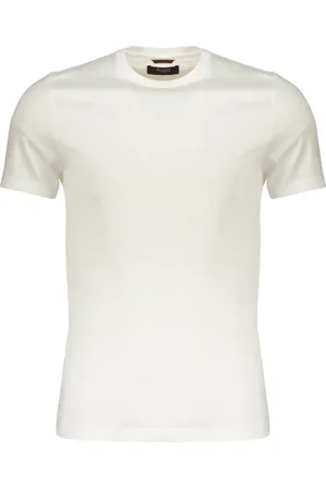 MOORER Koszulki, Mężczyzna, Biały, 4XL, Koszulka z bawełny z ściągaczem