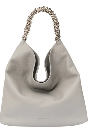 Orciani Torebki, Kobieta, Szary, ONE SIZE, Skóra, Skórzana torebka crossbody z ozdobnym frędzlem