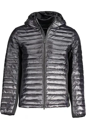 Calvin Klein Kurtki, Mężczyzna, Czarny, 2XL, Nylon, Czarna nylonowa kurtka z kapturem i kieszeniami