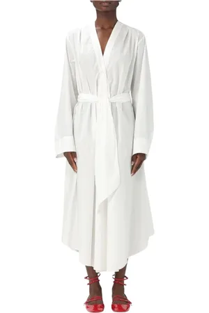 FORTE FORTE Sukienki, Kobieta, Biały, S, Elegancka Biała Sukienka Relaxed Fit Midi