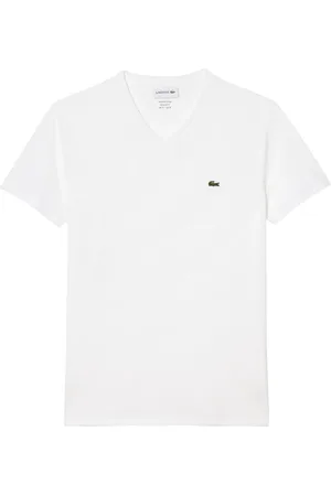 Lacoste Koszulki, Mężczyzna, Biały, M, Elegancka Koszulka Polo z Dekoltem w Literę V