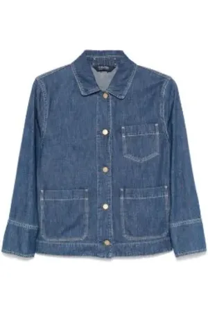 Max Mara Kurtki, Kobieta, Niebieski, L, Denim, Niebieska kurtka dla kobiet