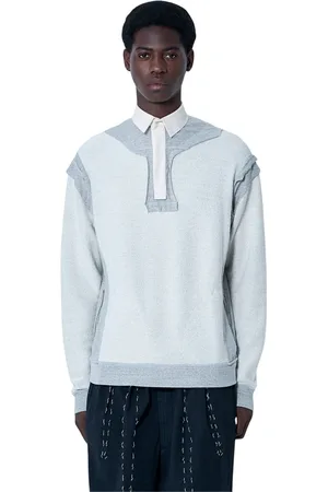 Maison Margiela Bluzy, Mężczyzna, Biały, L, Bluza z kontrastowymi panelami kołnierza