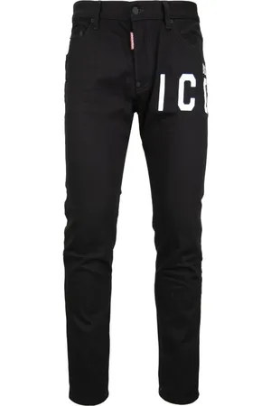 Dsquared2 Jeansy, Mężczyzna, Czarny, XL, Męskie Jeansyy z Guzikami i Logo Marki
