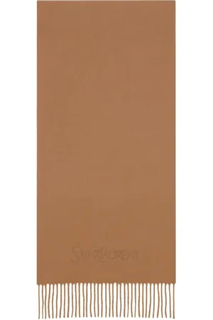 Saint Laurent Akcesoria, Kobieta, brązowy, ONE SIZE, Kaszmir, Kaszmirowy Szalik z Logo
