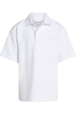 Calvin Klein Koszulki, unisex, Biały, 164 CM, Poliester, Podstawowy polo z długim rękawem