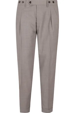 Berwich Spodnie, Mężczyzna, brązowy, 2XL, Spodnie chino z wełny stretch podwójne plisy