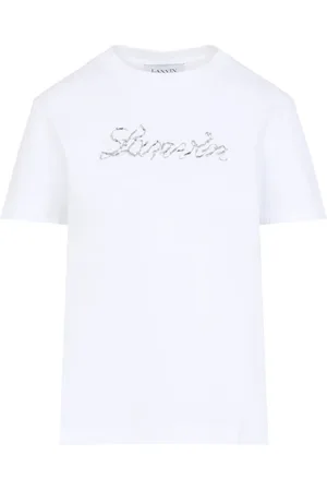 Lanvin Koszulki, Kobieta, Biały, XS, Haftowany T-shirt z logo