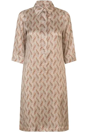 Dea Kudibal Sukienki, Kobieta, brązowy, S, Jedwabna Sukienka z Paisley Print