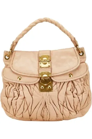 Miu Miu Pre-owned, Kobieta, Beżowy, ONE SIZE, Skóra, Pre-owned Skórzane torebki