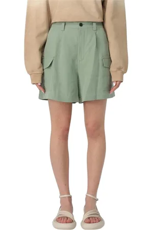 Woolrich Szorty, Kobieta, Zielony, W27, Len, Zielone szorty cargo z kieszeniami