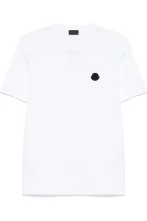 Moncler Koszulki, Mężczyzna, Biały, M, Biała Bawełniana Koszulka z Logo