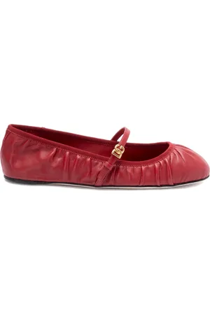Dolce & Gabbana Buty, Kobieta, Czerwony, 38 1/2 EU, Czerwone płaskie buty z klamrą z logo