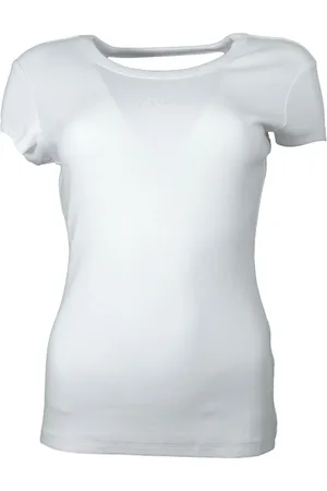 HUGO BOSS Koszulki, Kobieta, Biały, M, Bawełna, T-shirt z żebrowanym wzorem Biały Elegancki Design