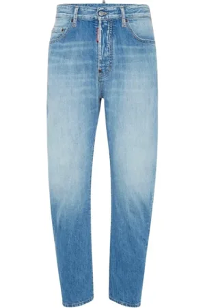 Dsquared2 Jeansy, Mężczyzna, Niebieski, M, Bawełna, Spodnie Bro z efektem wyblaknięcia