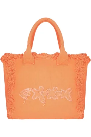 F**K Torebki, Kobieta, Pomarańczowy, ONE SIZE, Torba Shopper z Bawełny z Haftowanym Logo