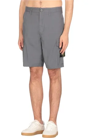Stone Island Szorty, Mężczyzna, Niebieski, W33, Czarne Szorty Cargo z Kieszeniami