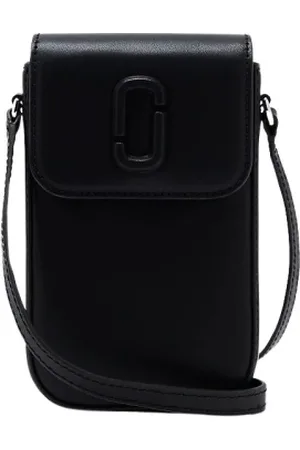 Marc Jacobs Akcesoria, Kobieta, Czarny, ONE SIZE, Skóra, Czarna Crossbody Telefon Torba Skóra Naturalna