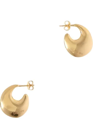 Saint Laurent Akcesoria, Kobieta, Żółty, ONE SIZE, Złote Rzeźbiarskie Kolczyki Hoop