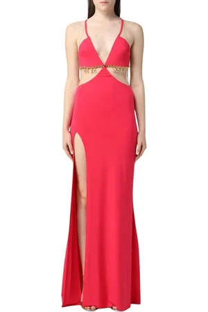 Elisabetta Franchi Sukienki, Kobieta, Różowy, S, Fuchsia Cutout Maxi Sukienka