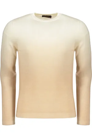 MOORER Swetry, Mężczyzna, Beżowy, M, T-shirt z wełnianym łączem i spłowiałym barwnikiem