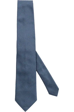 Ermenegildo Zegna Akcesoria, Mężczyzna, Niebieski, ONE SIZE, Jedwabny Kwiatowy Geometryczny Krawat