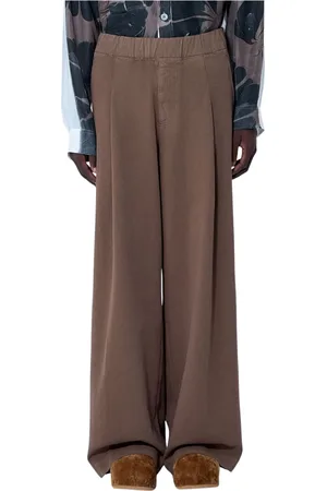 DRIES VAN NOTEN Spodnie, Mężczyzna, brązowy, M, Elastyczne bawełniane spodnie