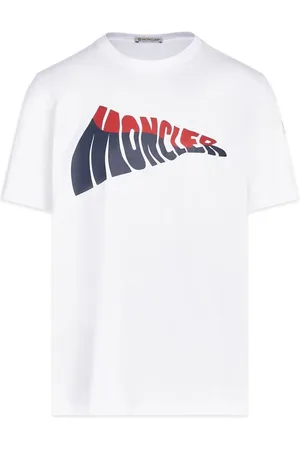 Moncler Koszulki, Mężczyzna, Biały, L, Bawełniany T-shirt Biały Dekolt
